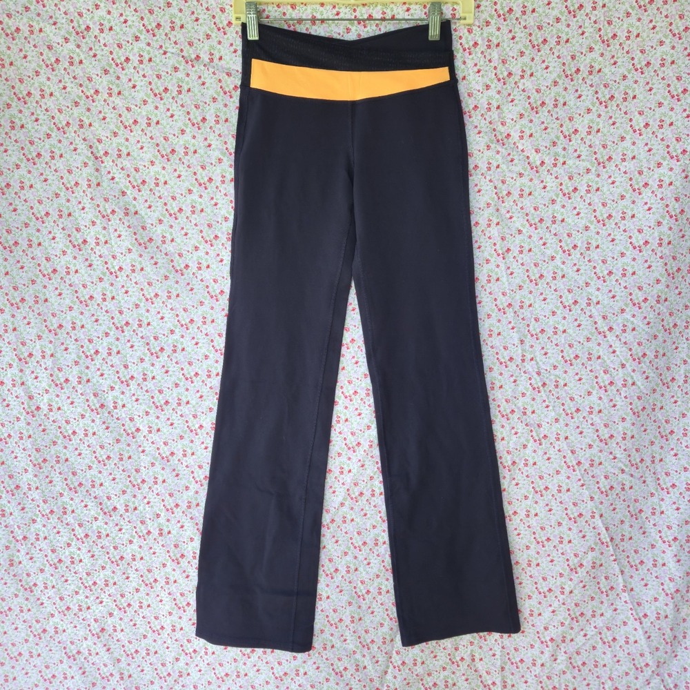 LULULEMON ASTRO PANTS Purple Orange WAISTBAND YOGA Wide leg PILATES Size 4